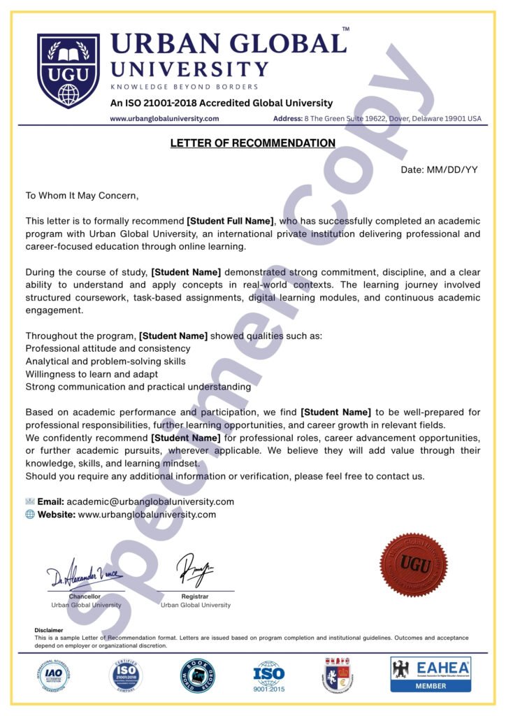 Letter of recommendation sample